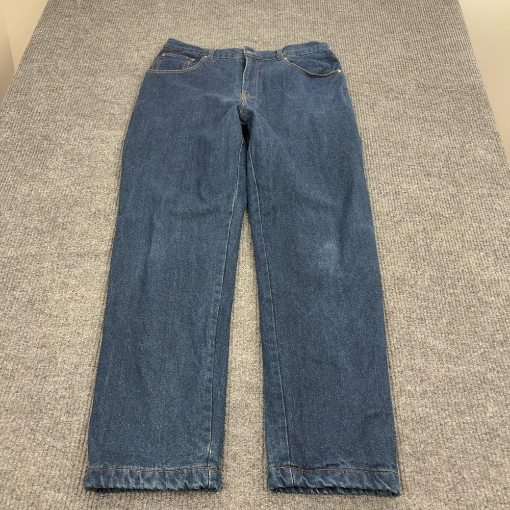 Boston Traders Carpenter Jeans Mens 36 Blue Cotton Flannel Lined‎ Plaid Workwear